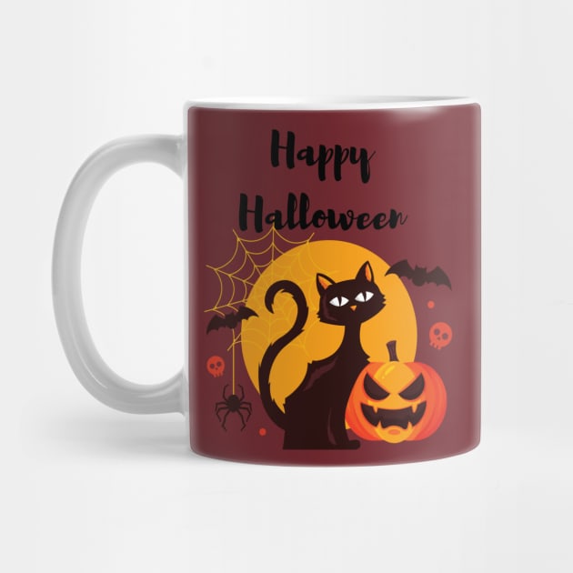 Happy Halloween Cat and friends by Courtney's Creations